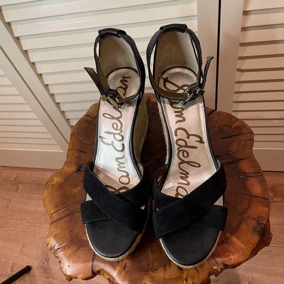 SAM EDELMAN Women's Leather/Suede Brenda Wedge Size 7 1/2 - Picture 4 of 9